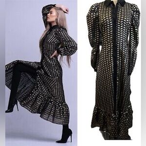 NWT Zara Women's Black and Gold shirt Dress XL fits L